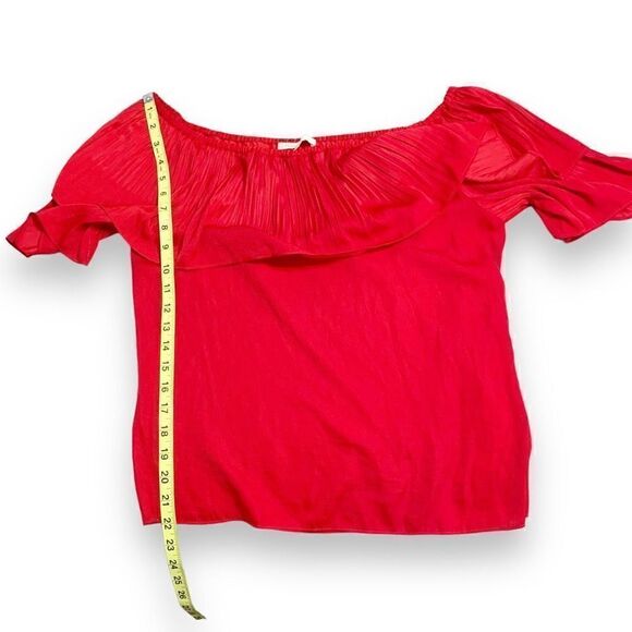 Maje Locao Off The Shoulder Ruffle Sleeve Top Red Women’s Size 3 (Small/Medium) - Picture 12 of 12